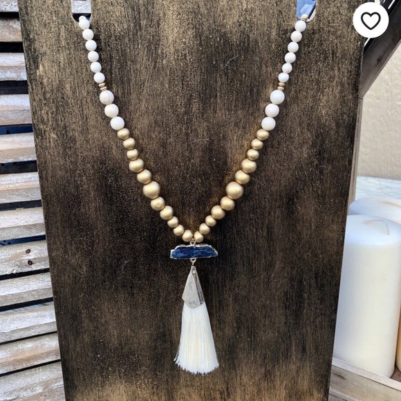 Blue and Gold Tassel Necklace - Picture 2 of 3